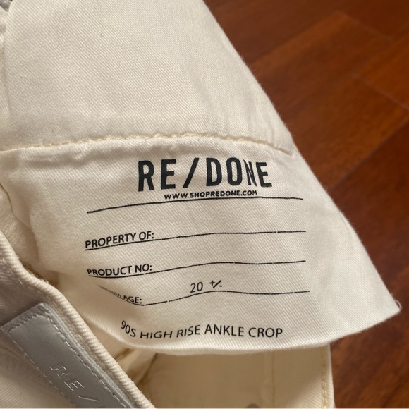RE/DONE 90s High Rise Ankle Crop, Vintage White, Size 25 - Picture 10 of 11